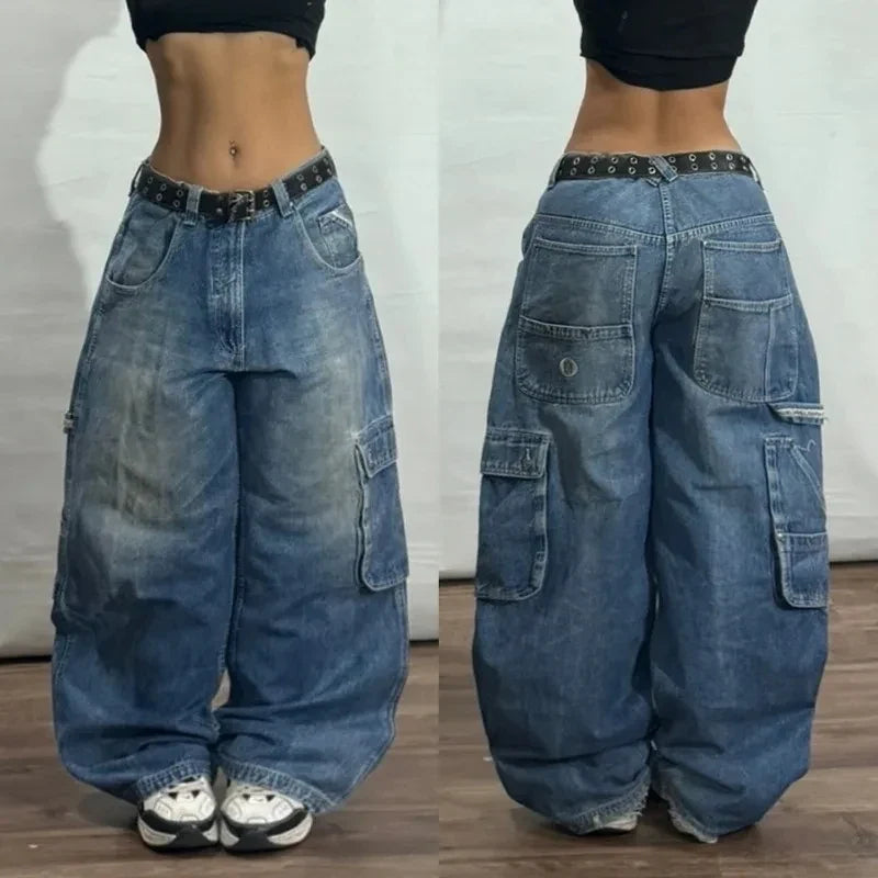 Washed Baggy High Waist Wide Jeans
