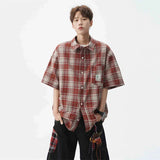 Men's Cool Plaid Short Sleeve Pocket Vintage Shirt
