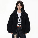 Soft Fleece Black Puffer Hooded Jacket