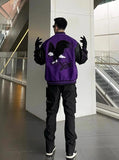 Retro Hip Hop Eagle Pattern Varsity Leather Jacket