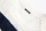 Y2K Plush Striped Lace Up Knitted Sweater