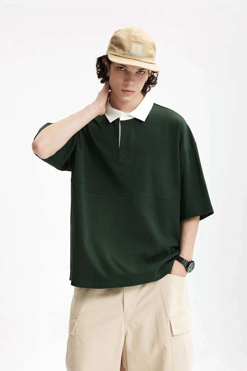 Placket Polo Solid Color T-Shirt