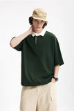 Placket Polo Solid Color T-Shirt