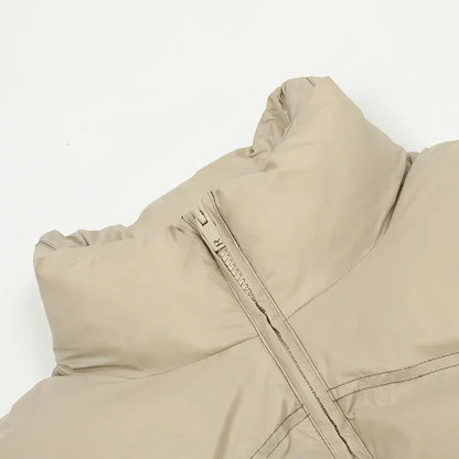 Metal Logo Stand Collar Down Bomber Jacket