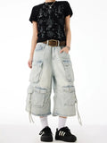 Vintage Washed Baggy Denim Calf-Length Jorts