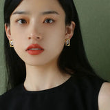 Vintage Geometric Irregular Rectangular Zircon Earring