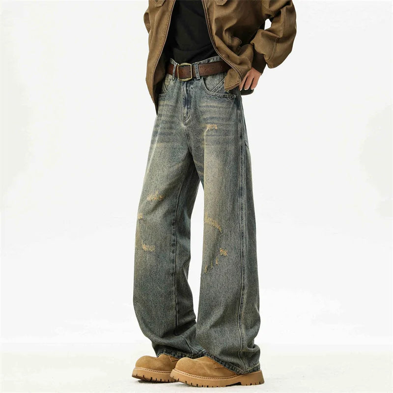 Vintage Ripped Distressed Baggy Wide Jeans
