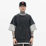 High Street Distressed Patchwork Cotton T-Shirt