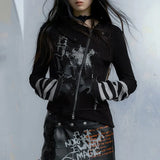 Gothic Grunge Zipper Punk Aesthetic T-Shirt