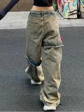 Trendy Punk Sexy Ripped Fake Two Layers Jeans