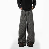 Streetwear Vintage Japanese Style Black Striped Pants