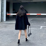 Women Black Corduroy Loose Fit Jacket
