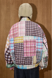 Y2K Color Block Plaid Casual Puffer Jacket
