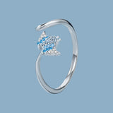 Women Cute Sterling Silver Manta Fish Ring