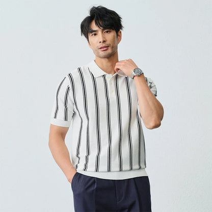 Men's Luxury Striped Casual Business Polo T-Shirt