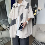 Versatile Japanese Casual Contrast Color Shirt