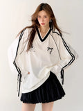 Women Sporty Black Oversized Long Sleeve T-Shirt