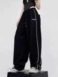 Women Vintage Retro Striped Letter Print Sweatpants