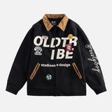 Spring Streetwear Embroidered Cargo Varsity Jacket