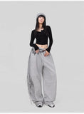 Soft Gray Drawstring Hip Hop Pants
