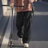 Elastic-waist Side Pockets Cargo Pants
