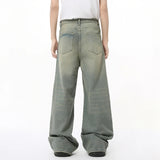 Straight Vintage Green Wide-leg Jeans