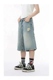 Summer Washed Broken Hole Denim Jorts