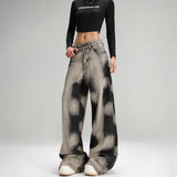 Women Vintage Grey Tie Dye Baggy Jeans