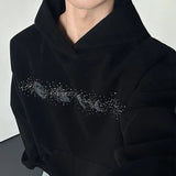 Chic Black Rhinestone Heat Melting Hoodie