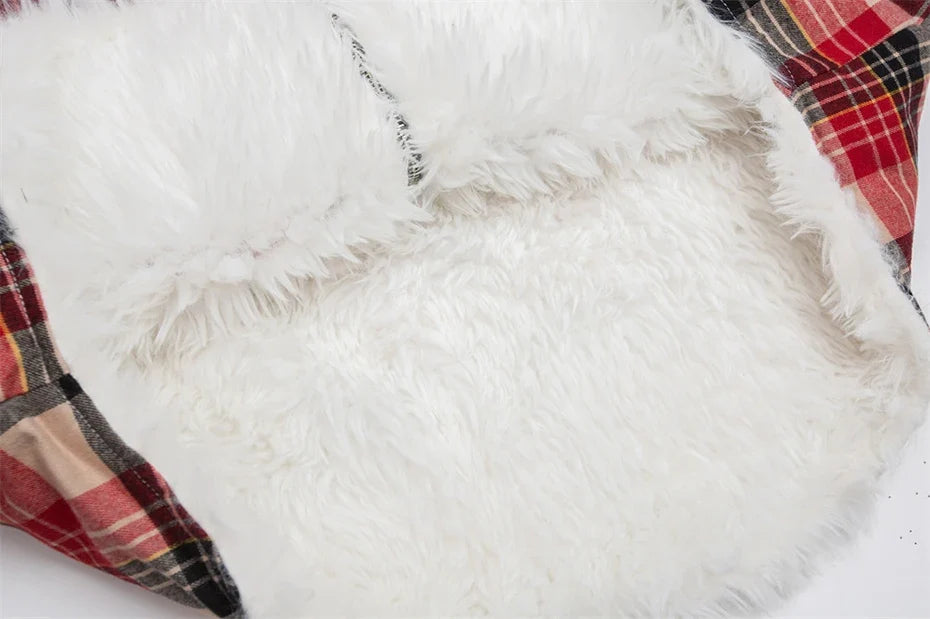 Winter Flexible Plaid Fox Fur Collar Retro Jacket