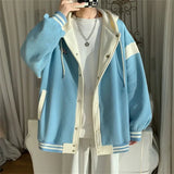 Y2K Stylish Patchwork Hooded Varsity Jacket