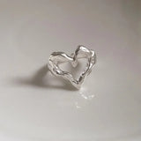 Aesthetic Geometric Hollow Heart Ring