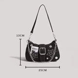 Vintage Denim Drawstring Shoulder Bag