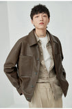 Brown And Black Oversized Faux Leather Jacket