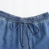 Versatile Lace-Up High Waist Denim Jeans