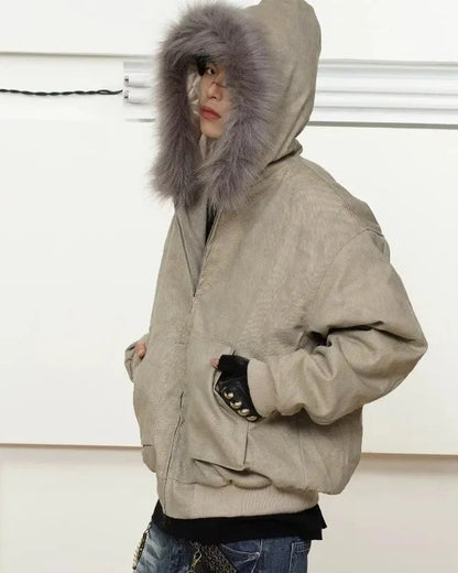 Effortless With Large Pockets Fur Hooded Jacket