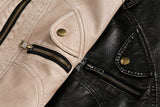 Vintage Chic Cropped Soft PU Leather Jacket