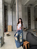 Y2K Plush Ripped Washed Denim Jeans