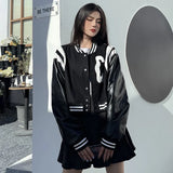 Autumn Korean Letter Embroidery Leather Jacket