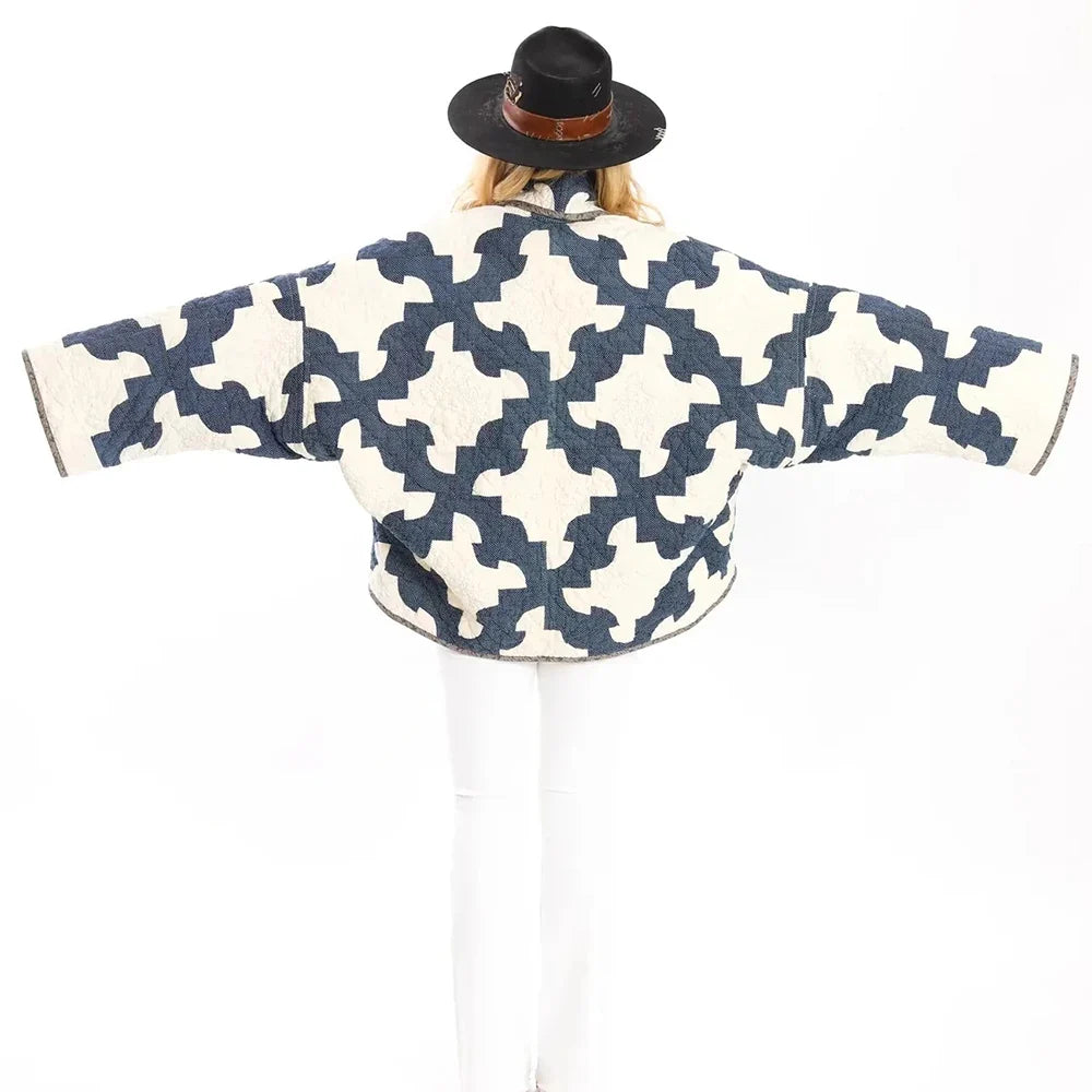 Durable Chic Colorblock Loose Lapel Jacket