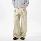 Streetwear American Style Washed Straight Jeans