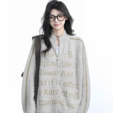 Vintage Knitted Stand Collar Zipper Cardigan