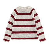 Y2K Plush Striped Lace Up Knitted Sweater