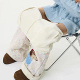 Winter Embroidery Cartoon Pattern Elastic Sweatpants