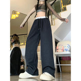 Minimal Street Fit Retro Plaid Wide Leg Sweatpants