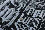 Vintage Style Letter Full Print Casual Short Sleeve Shirt