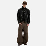 Streetwear Personalized Metal Buckle Leather Jacket