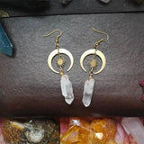 Brass Crescent Boho Witchy Earrings