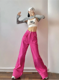 Pink Y2K High Waist Wide Leg Jeans