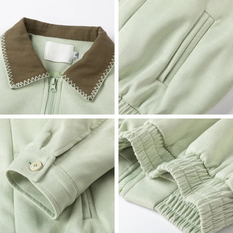 High Quality Green Lapel Aviator Jacket